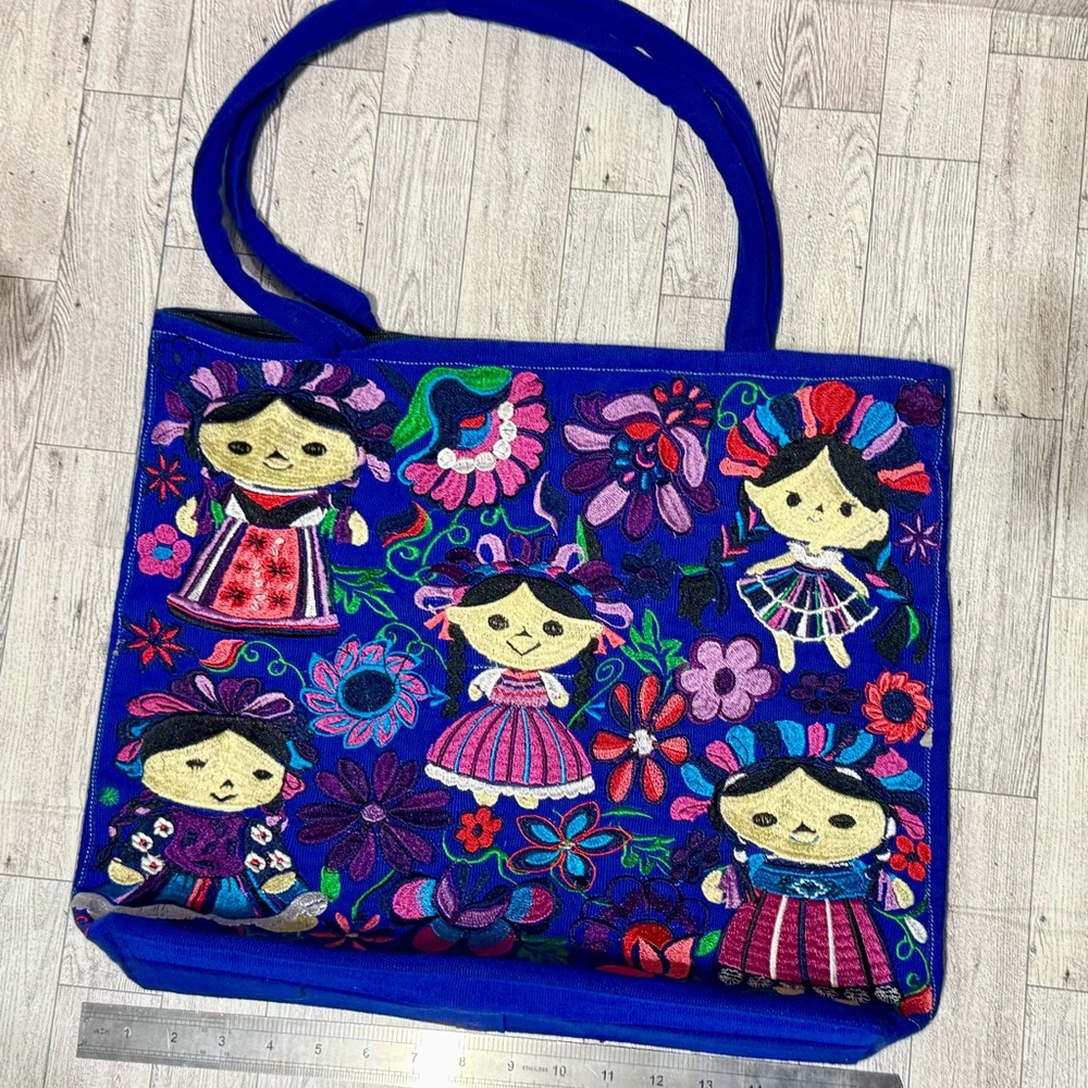 Colorful Embroidered Tote Bag